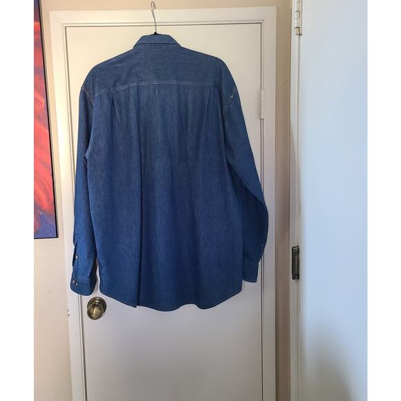 Faconnable Men’s Denim Shirt M Blue Button Down Long Sleeve French Designer - Picture 4 of 11